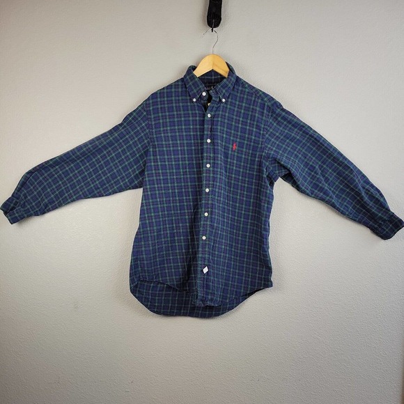 Ralph Lauren Other - Ralph Lauren Mens Button Up Shirt L Large Blue Green Plaid Flannel Long Sleeve